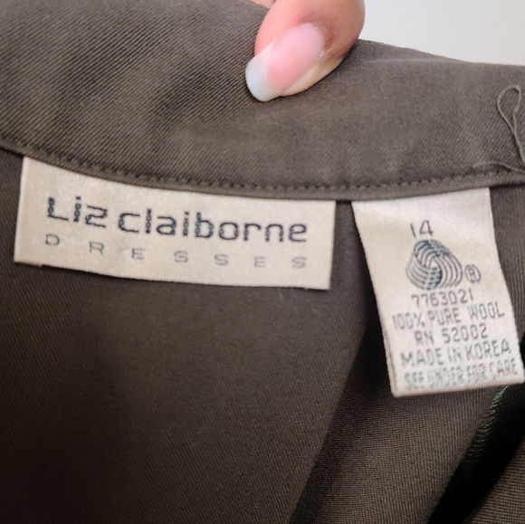 Vintage Military Green Wool Dress - Picture 8 of 10